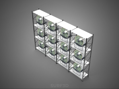 VERTICAL SHELF RACK TRAY ROTARY HYDROPONIC PLANT GARDEN TOWER 3D 模型