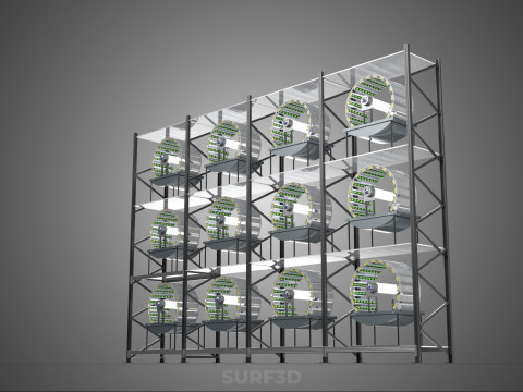 VERTICAL SHELF RACK TRAY ROTARY HYDROPONIC PLANT GARDEN TOWER 3D 模型