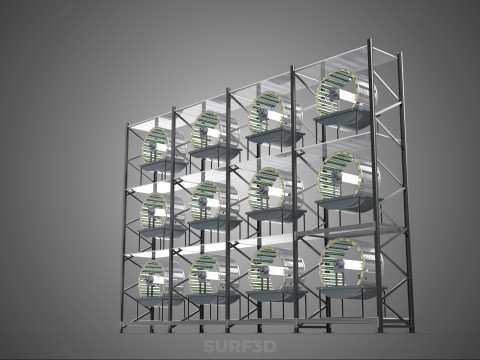 VERTICAL SHELF RACK TRAY ROTARY HYDROPONIC PLANT GARDEN TOWER 3D 模型