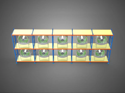ARRAY ROW SHELF RACK TRAY ROTARY HYDROPONIC PLANT GARDEN TOWER 3D Model