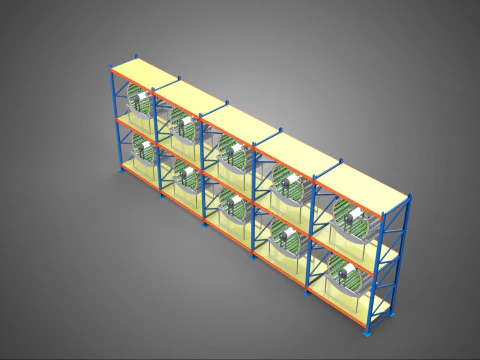 ARRAY ROW SHELF RACK TRAY ROTARY HYDROPONIC PLANT GARDEN TOWER 3D Model