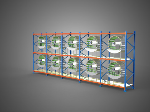 ARRAY ROW SHELF RACK TRAY ROTARY HYDROPONIC PLANT GARDEN TOWER 3D Modell