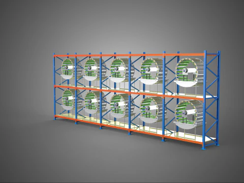 ARRAY ROW SHELF RACK TRAY ROTARY HYDROPONIC PLANT GARDEN TOWER 3D Model