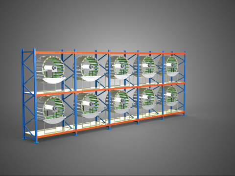 ARRAY ROW SHELF RACK TRAY ROTARY HYDROPONIC PLANT GARDEN TOWER 3D Modell