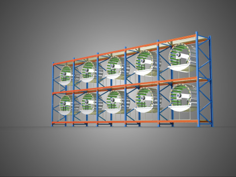 ARRAY ROW SHELF RACK TRAY ROTARY HYDROPONIC PLANT GARDEN TOWER 3D Modell