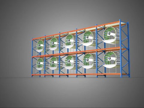 ARRAY ROW SHELF RACK TRAY ROTARY HYDROPONIC PLANT GARDEN TOWER 3D Model