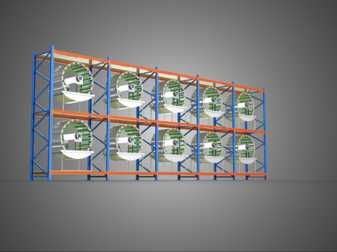 ARRAY ROW SHELF RACK TRAY ROTARY HYDROPONIC PLANT GARDEN TOWER 3D Modell