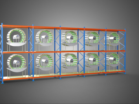 ARRAY ROW SHELF RACK TRAY ROTARY HYDROPONIC PLANT GARDEN TOWER 3D Modell