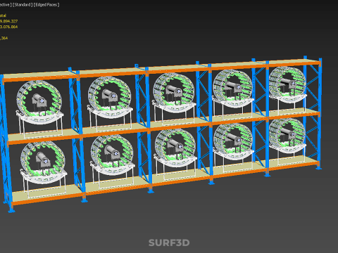 ARRAY ROW SHELF RACK TRAY ROTARY HYDROPONIC PLANT GARDEN TOWER 3D Modell