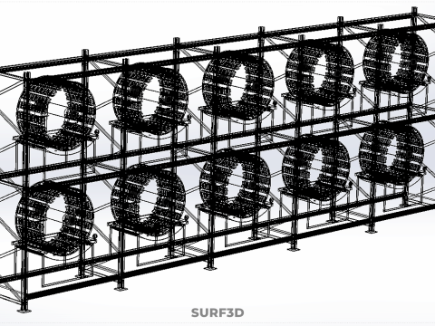 ARRAY ROW SHELF RACK TRAY ROTARY HYDROPONIC PLANT GARDEN TOWER 3D Modell