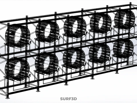 ARRAY ROW SHELF RACK TRAY ROTARY HYDROPONIC PLANT GARDEN TOWER 3D Model