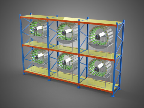 INDOOR ARRAY ROW SHELF RACK TRAY ROTARY HYDROPONIC PLANT GARDEN Modèle 3D