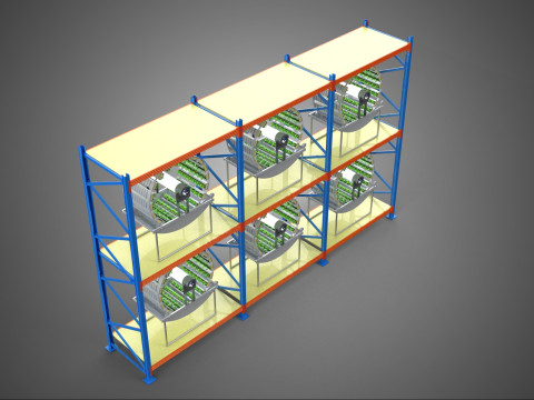INDOOR ARRAY ROW SHELF RACK TRAY ROTARY HYDROPONIC PLANT GARDEN 3D 模型