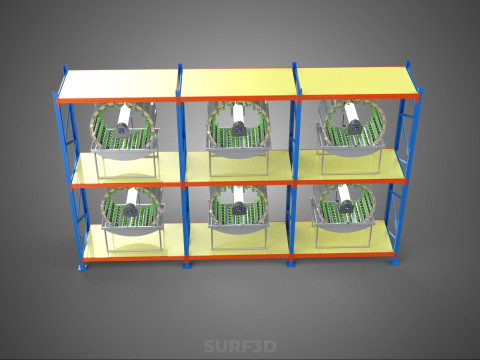 INDOOR ARRAY ROW SHELF RACK TRAY ROTARY HYDROPONIC PLANT GARDEN 3D 模型
