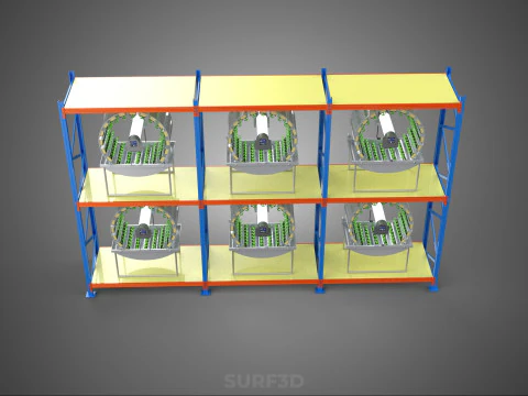 INDOOR ARRAY ROW SHELF RACK TRAY ROTARY HYDROPONIC PLANT GARDEN 3D Model