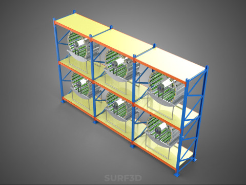 INDOOR ARRAY ROW SHELF RACK TRAY ROTARY HYDROPONIC PLANT GARDEN 3D 模型