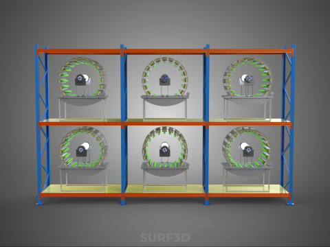 INDOOR ARRAY ROW SHELF RACK TRAY ROTARY HYDROPONIC PLANT GARDEN 3D 模型