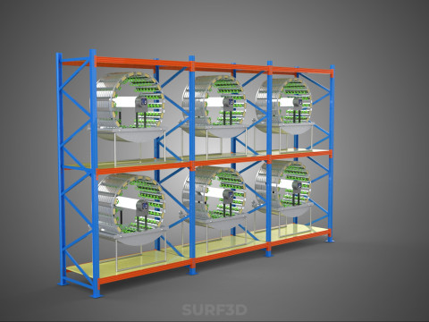INDOOR ARRAY ROW SHELF RACK TRAY ROTARY HYDROPONIC PLANT GARDEN 3D 模型