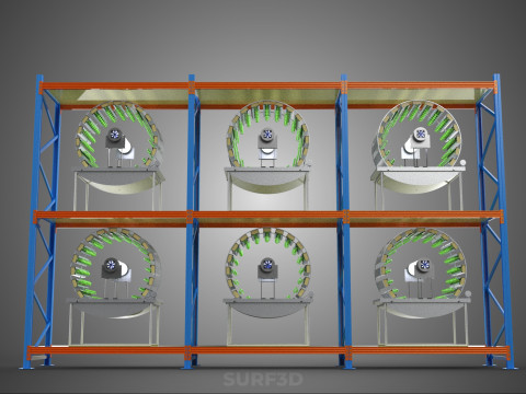 INDOOR ARRAY ROW SHELF RACK TRAY ROTARY HYDROPONIC PLANT GARDEN 3D 模型