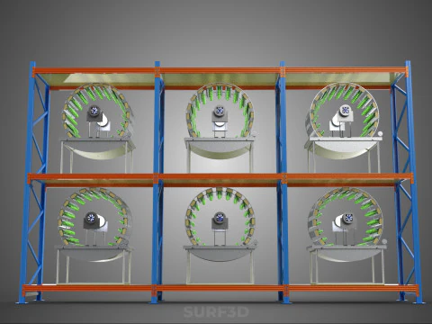 INDOOR ARRAY ROW SHELF RACK TRAY ROTARY HYDROPONIC PLANT GARDEN 3D Model