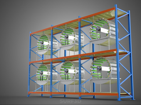 INDOOR ARRAY ROW SHELF RACK TRAY ROTARY HYDROPONIC PLANT GARDEN 3D 模型