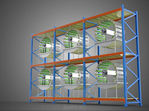 INDOOR ARRAY ROW SHELF RACK TRAY ROTARY HYDROPONIC PLANT GARDEN 3D Model