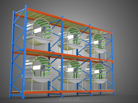INDOOR ARRAY ROW SHELF RACK TRAY ROTARY HYDROPONIC PLANT GARDEN 3D 模型