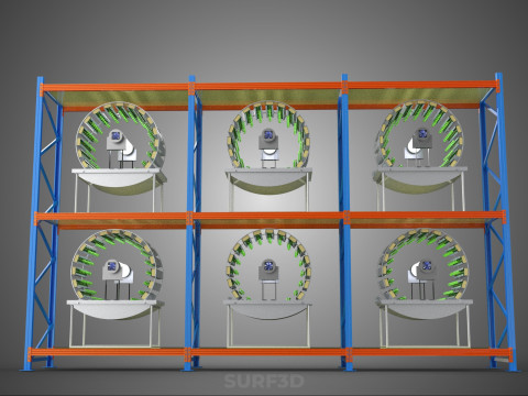 INDOOR ARRAY ROW SHELF RACK TRAY ROTARY HYDROPONIC PLANT GARDEN 3D 模型