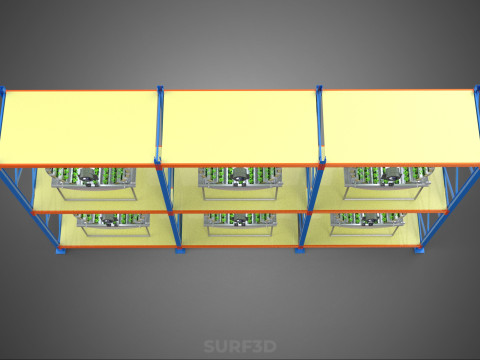 INDOOR ARRAY ROW SHELF RACK TRAY ROTARY HYDROPONIC PLANT GARDEN 3D 模型