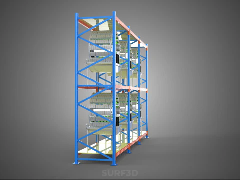 INDOOR ARRAY ROW SHELF RACK TRAY ROTARY HYDROPONIC PLANT GARDEN 3D Model