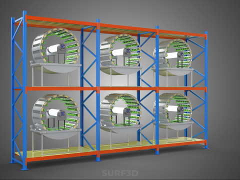 INDOOR ARRAY ROW SHELF RACK TRAY ROTARY HYDROPONIC PLANT GARDEN 3D 模型