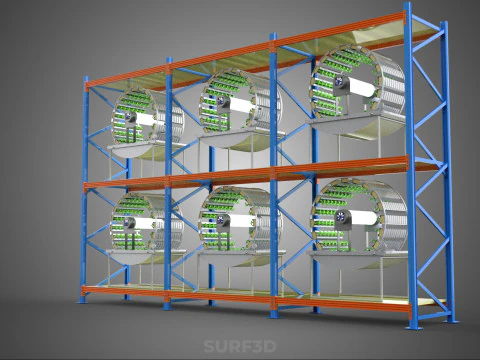 INDOOR ARRAY ROW SHELF RACK TRAY ROTARY HYDROPONIC PLANT GARDEN 3D Model