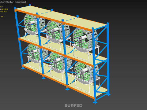 INDOOR ARRAY ROW SHELF RACK TRAY ROTARY HYDROPONIC PLANT GARDEN 3D 模型