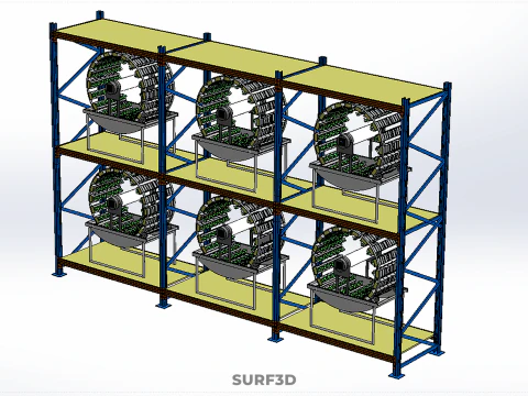 INDOOR ARRAY ROW SHELF RACK TRAY ROTARY HYDROPONIC PLANT GARDEN 3D Model