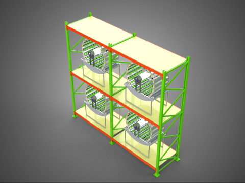 줄 배열 선반 랙 트레이 회전식 수경 식물 정원 실내 3D 모델