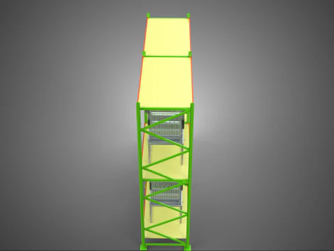 ROW ARRAY SHELF RACK TRAY ROTARY HYDROPONIC PLANT GARDEN INDOOR 3D Model