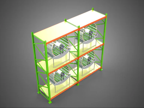 ROW ARRAY SHELF RACK TRAY ROTARY HYDROPONIC PLANT GARDEN INDOOR 3D Model
