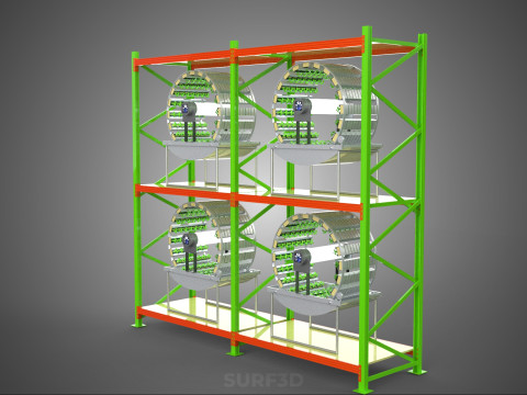 줄 배열 선반 랙 트레이 회전식 수경 식물 정원 실내 3D 모델