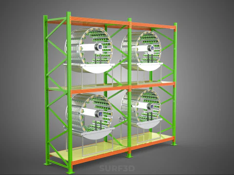 ROW ARRAY SHELF RACK TRAY ROTARY HYDROPONIC PLANT GARDEN INDOOR 3D Model