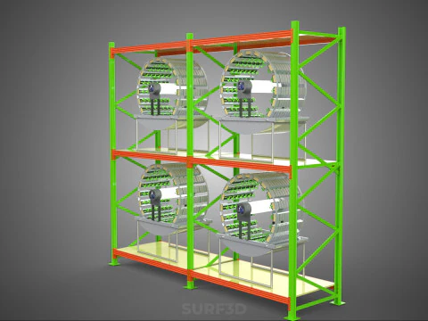 ROW ARRAY SHELF RACK TRAY ROTARY HYDROPONIC PLANT GARDEN INDOOR 3D Model