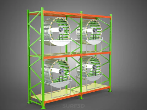 ROW ARRAY SHELF RACK TRAY ROTARY HYDROPONIC PLANT GARDEN INDOOR 3D Model