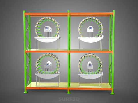 ROW ARRAY SHELF RACK TRAY ROTARY HYDROPONIC PLANT GARDEN INDOOR 3D Model