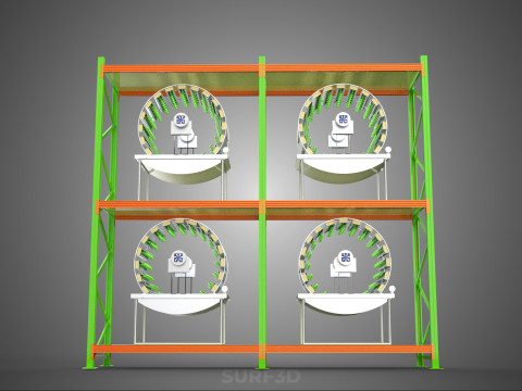 줄 배열 선반 랙 트레이 회전식 수경 식물 정원 실내 3D 모델