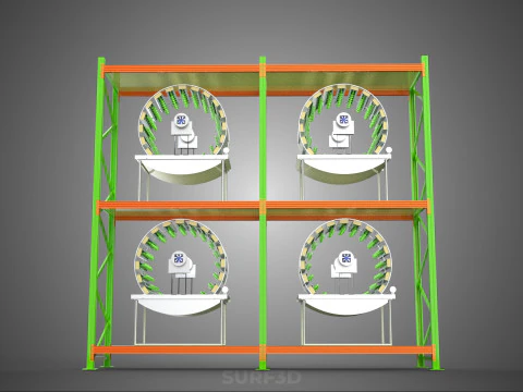 ROW ARRAY SHELF RACK TRAY ROTARY HYDROPONIC PLANT GARDEN INDOOR 3D Model