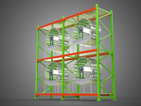 줄 배열 선반 랙 트레이 회전식 수경 식물 정원 실내 3D 모델