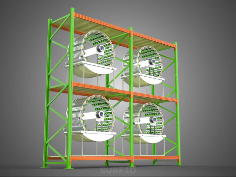 ROW ARRAY SHELF RACK TRAY ROTARY HYDROPONIC PLANT GARDEN INDOOR 3D Model