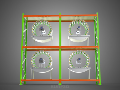 줄 배열 선반 랙 트레이 회전식 수경 식물 정원 실내 3D 모델