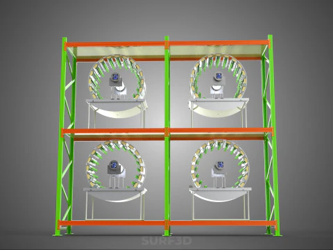 ROW ARRAY SHELF RACK TRAY ROTARY HYDROPONIC PLANT GARDEN INDOOR 3D Model