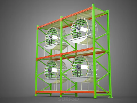 ROW ARRAY SHELF RACK TRAY ROTARY HYDROPONIC PLANT GARDEN INDOOR 3D Model
