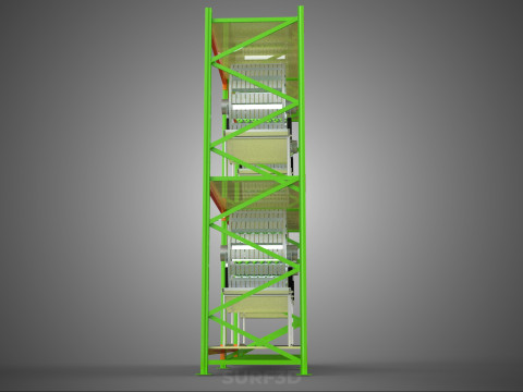 줄 배열 선반 랙 트레이 회전식 수경 식물 정원 실내 3D 모델